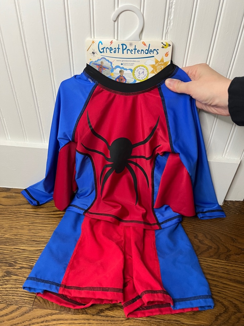 Great Pretenders Spider Hero Swimsuit Set Size 3-4 NWT Rash Guard UPF 50+